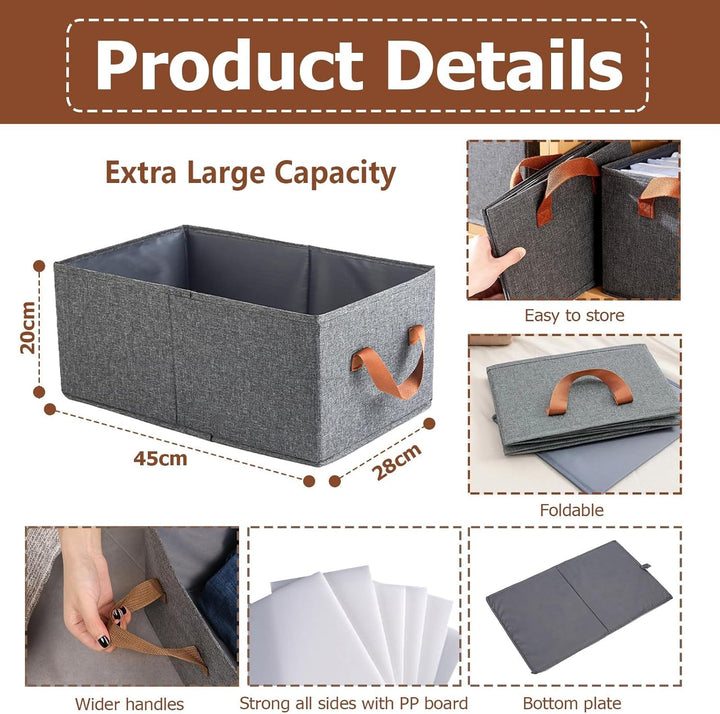Aufbewahrungsbox Stoff 4er Set, Stoffboxen Aufbewahrung, Zusammenklappbarer, Gross Aufbewahrungsboxe