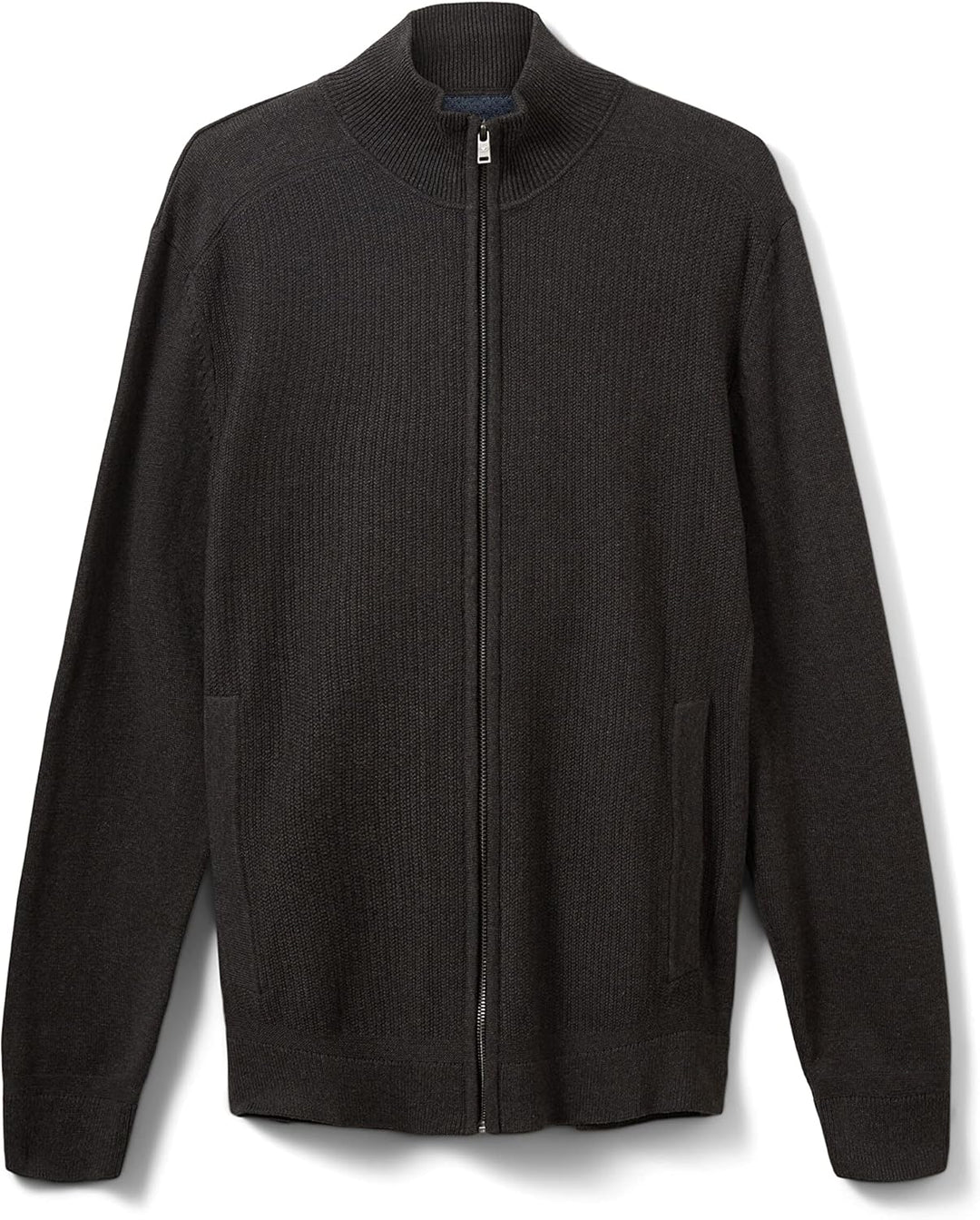 TOM TAILOR Herren Organic Cotton Cardigan with Stand-Up Collar S 10617 - Black Grey Melange, S 10617