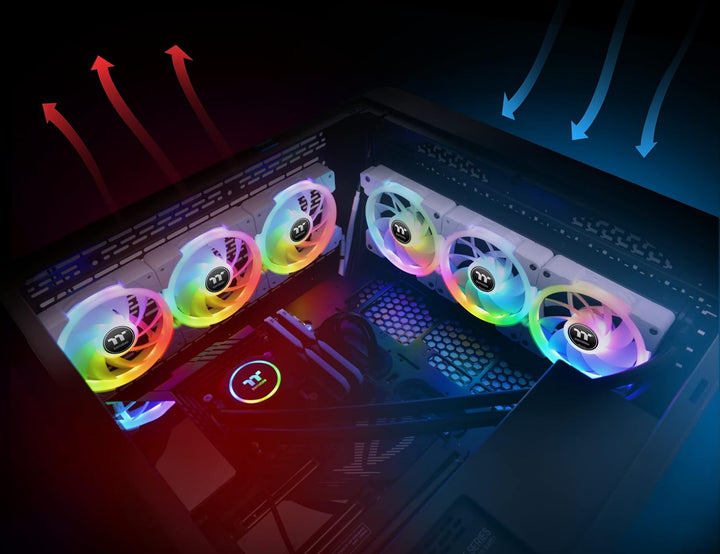 Thermaltake SWAFAN EX12 RGB White | PC Cooling Fan | TT Premium Edition | 3 Pack Daisy-Chain-Modell