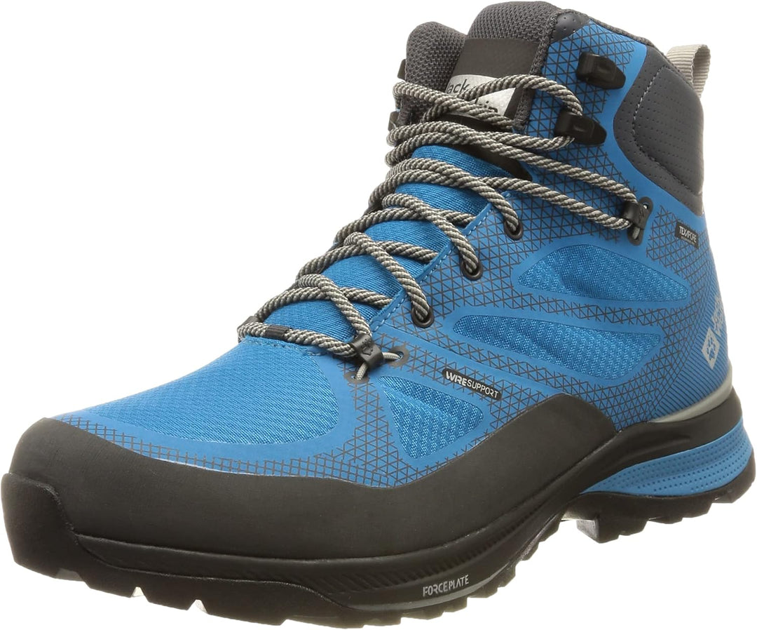 Jack Wolfskin Herren Force Striker Texapore Mid M Walking-Schuh 42.5 EU Blue Lime, 42.5 EU Blue Lime