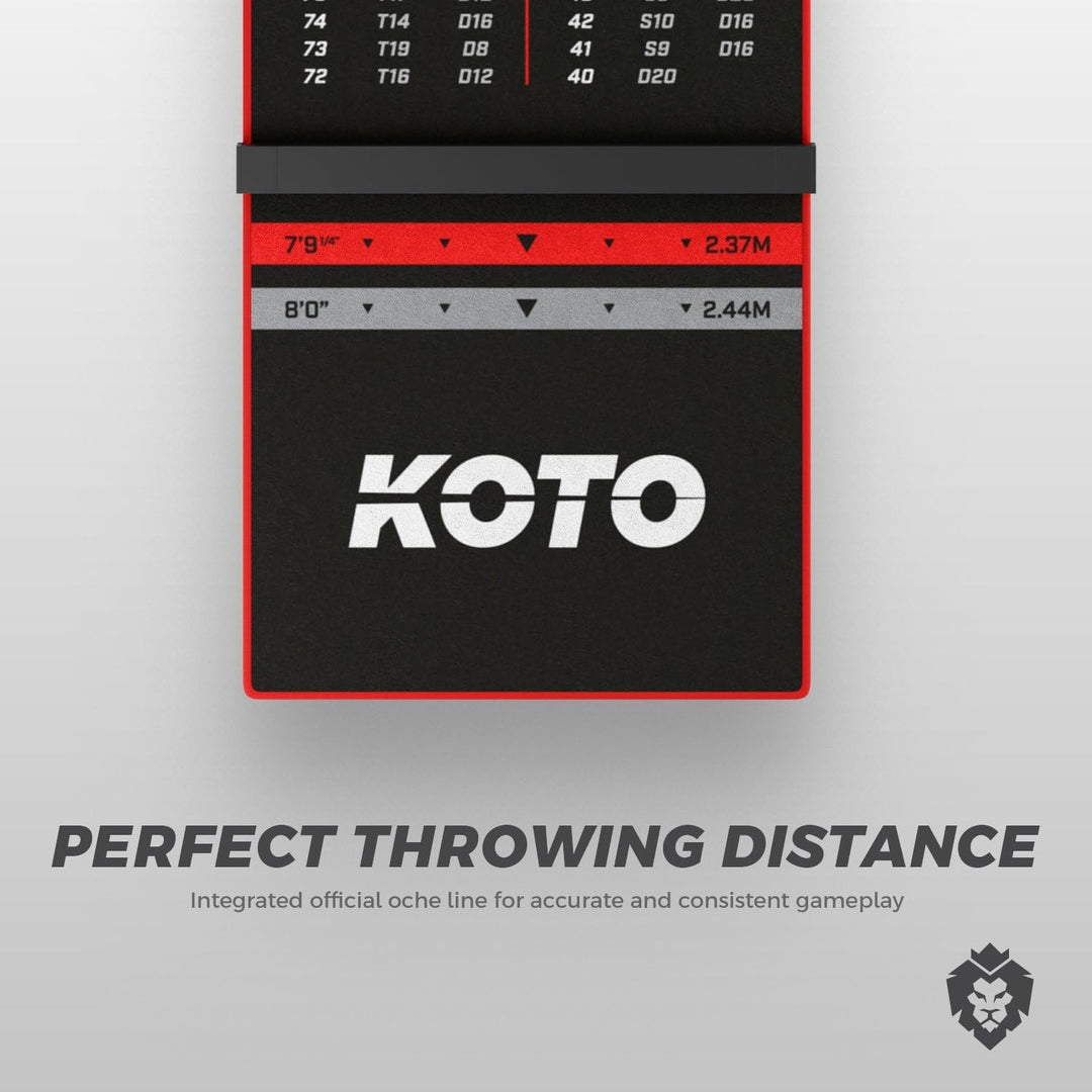 KOTO - Oche Carpet Checkout Dartmatte 285 x 60 cm, Dartmatte mit Anti-Rutsch-Beschichtung, Wurflinie
