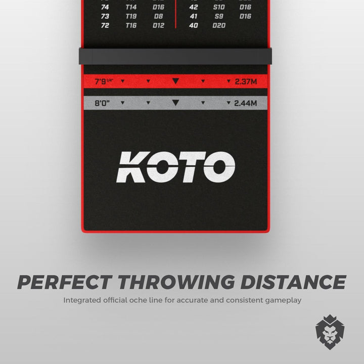 KOTO - Oche Carpet Checkout Dartmatte 285 x 60 cm, Dartmatte mit Anti-Rutsch-Beschichtung, Wurflinie