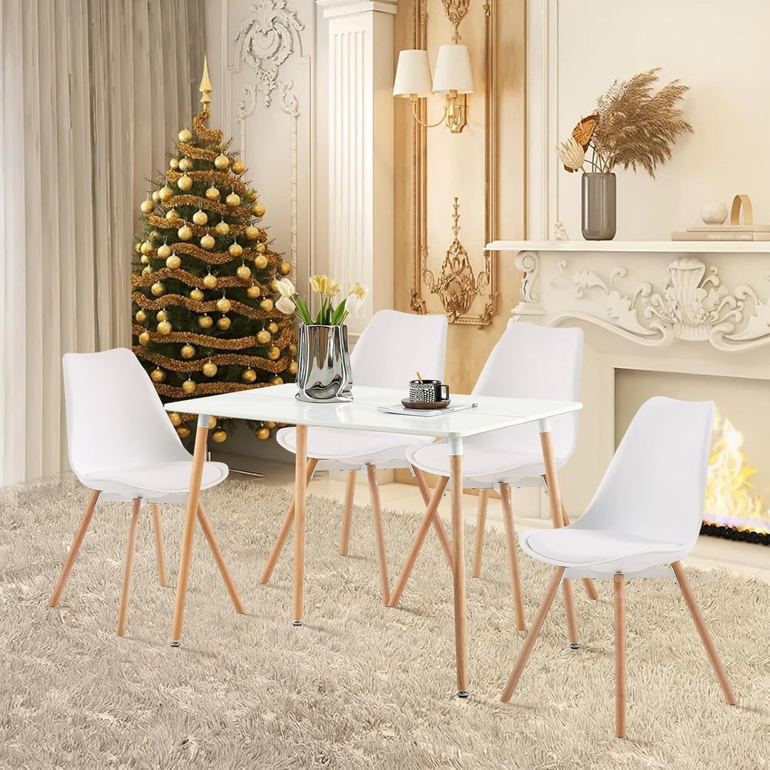 Esszimmerstuhl 4er Set Polsterstuhl Küchenstühle mit Massivholz Sitzfläche Rückenlehne für Esszimmer
