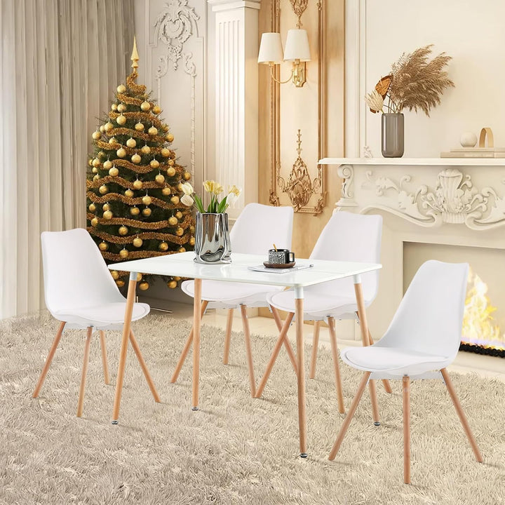 Esszimmerstuhl 4er Set Polsterstuhl Küchenstühle mit Massivholz Sitzfläche Rückenlehne für Esszimmer