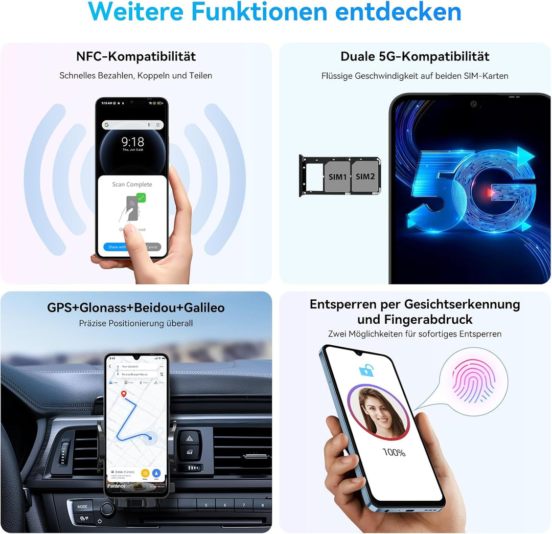 OSCAL Tiger 8 24GB+128GB/2TB TF Smartphone 5G Ohne Vertrag, 6,88 Zoll 120Hz Augenschutz-Display, And