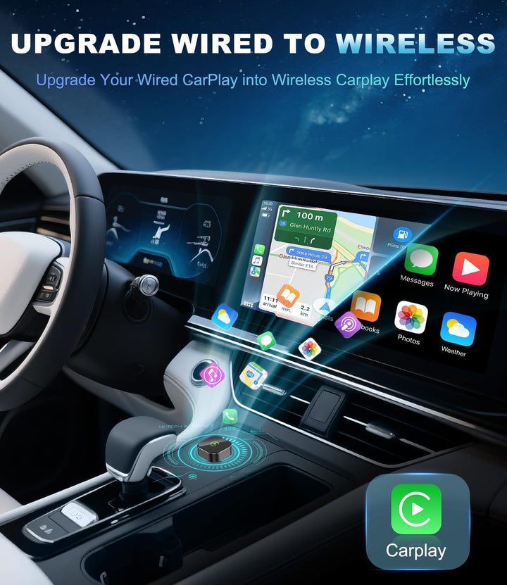 CarPlay Wireless Adapter für iPhone – Upgrade auf kabelloses CarPlay, Plug & Play, USB/Type-C, Mini