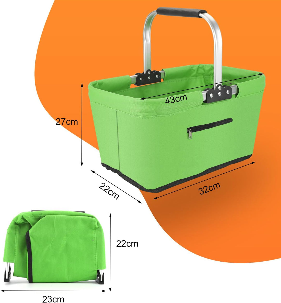 Einkaufskorb Faltbar 25L,Einkaufskorb Klein Mit Gepolsterte Griffe Und ReissVerschlusstasche,Einkauf