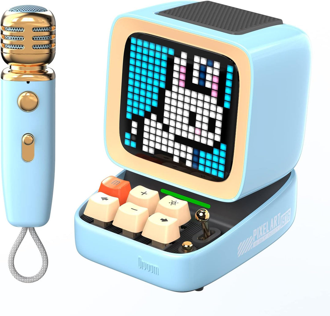 Divoom Ditoo-Mic Pixel Art LED tragbarer Bluetooth-Lautsprecher mit drahtlosem Karaoke-Mikrofon, App