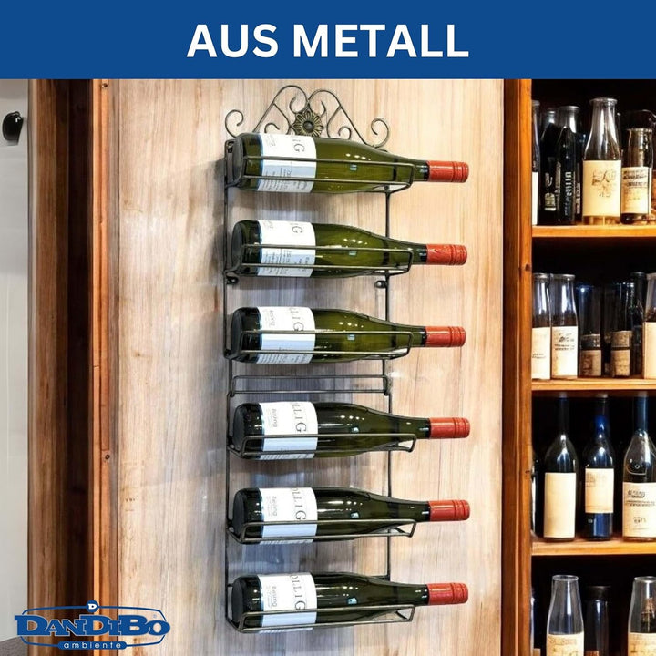DanDiBo Weinregal Wand Metall Schwarz 240404 Flaschenregal Schmal Wandmontage Wine Rack Weinflaschen