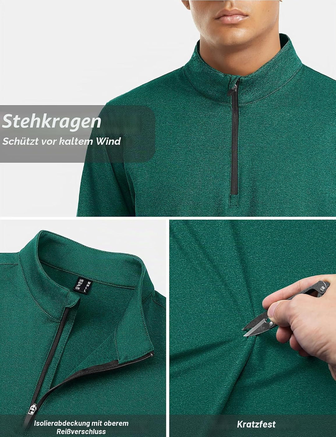 TACVASEN Herren 1/4 Zip Fleece Langarmshirts Laufshirts Jogging Tops Ski Sport Pullover mit Stehkrag