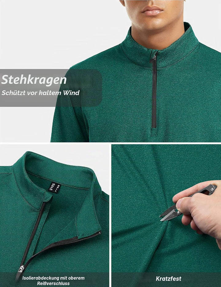 TACVASEN Herren 1/4 Zip Fleece Langarmshirts Laufshirts Jogging Tops Ski Sport Pullover mit Stehkrag