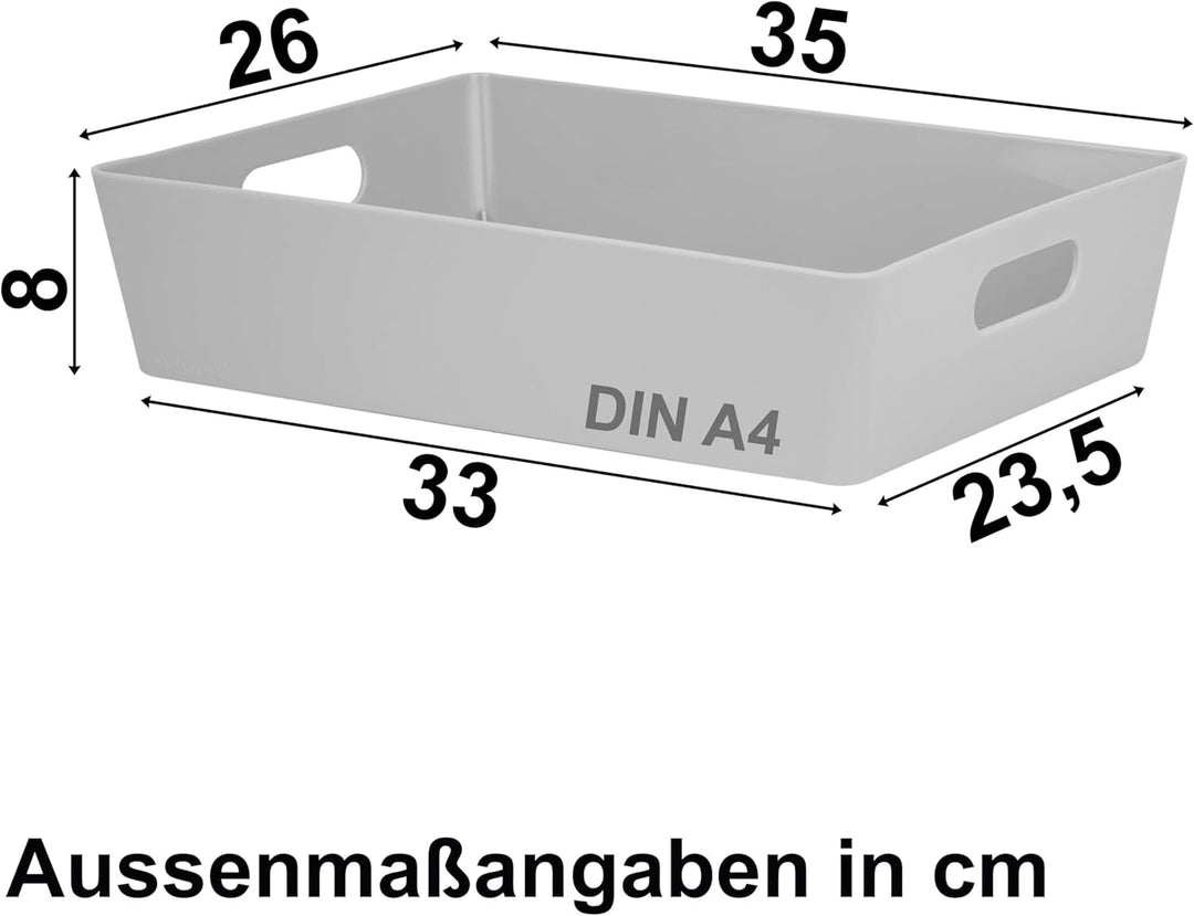 6x Ordnungsboxen - 8 cm hoch - GRAU - 35x26x8cm - 6 Liter - DINA4 - Ordnungskorb - Schubladenorganiz
