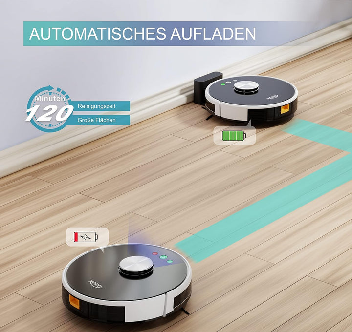XORO HSR 200 - Leistungsstarker Saugroboter mit Wischfunktion, Lasernavigation, Alexa/Google Home, E
