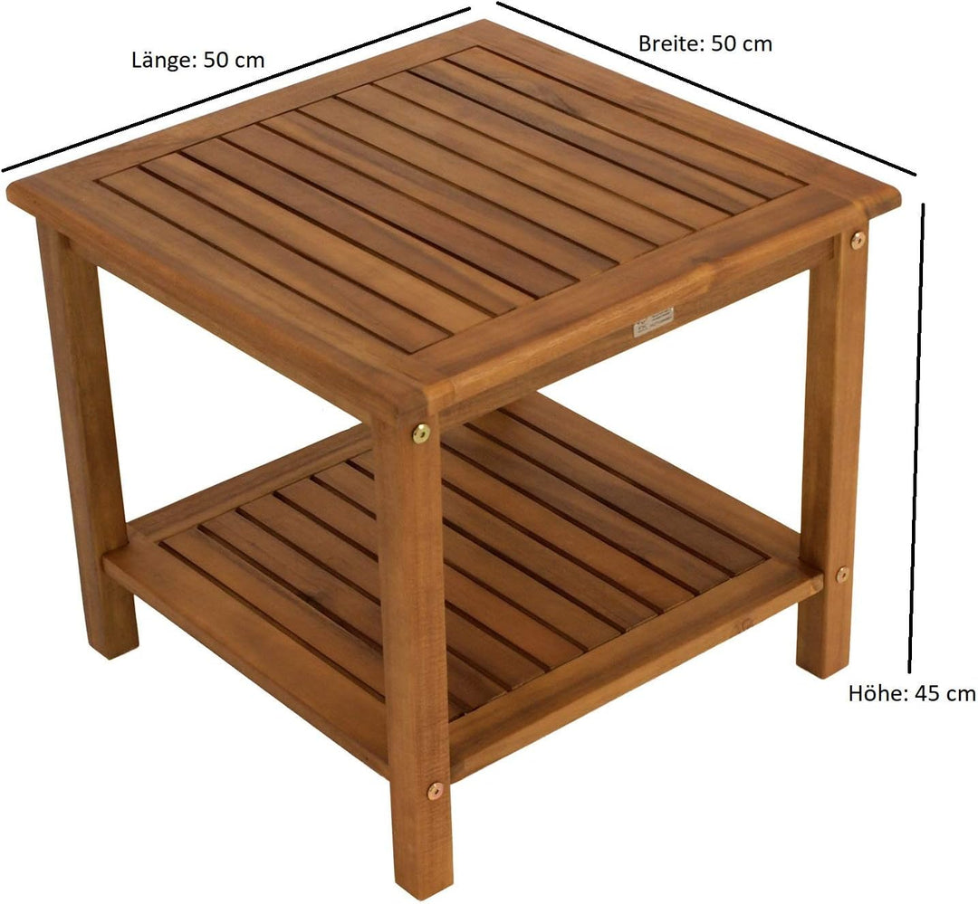 DEGAMO Beistelltisch Gartentisch St. Vincent aus Akazienholz, braun geölt, 50x50cm, FSC®-Zertifizier