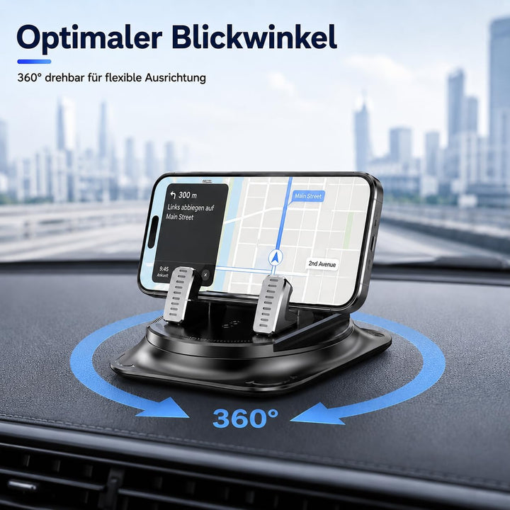 Generisch 360-Grad-Drehbarer Handyhalter fürs Auto mit Anti-Rutsch-Grips und einhändiger Bedienung,