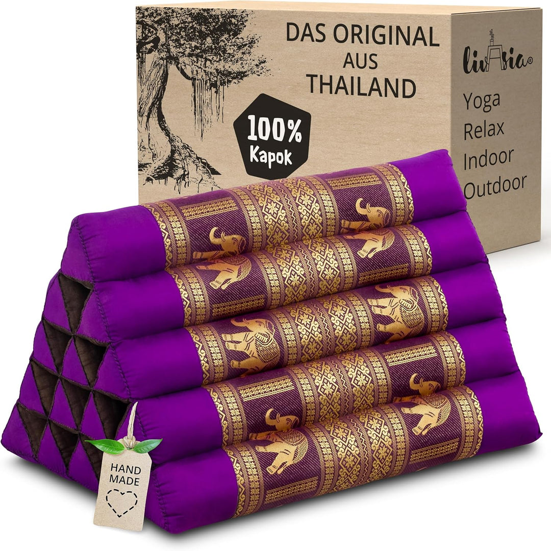 livasia Rückenstützkissen extrahoch mit Thaiseide, Dreieckskissen für Garten/Balkon, Keilkissen mit