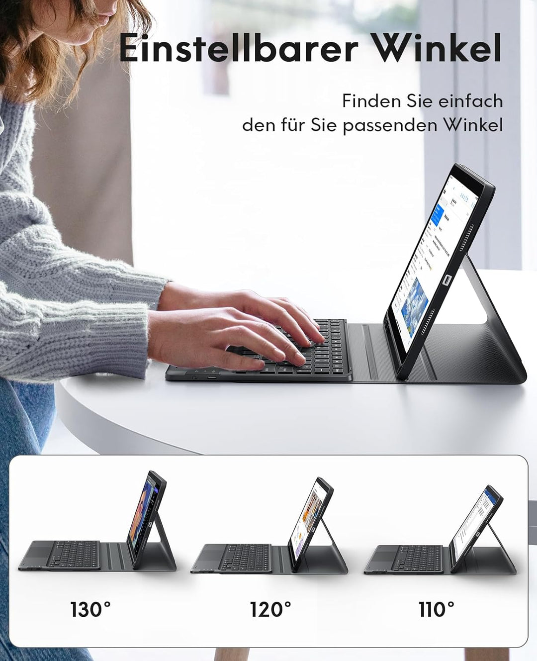 CHESONA iPad 10 Generation Hülle mit Tastatur(10,9, 2022), 7 Farben Beleuchtung, Multi Touch Trackpa