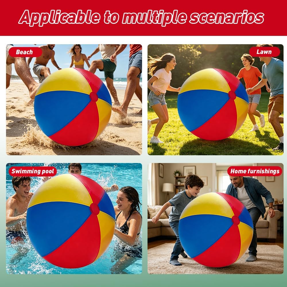 Beachbälle Ø 100 cm Gross, Riesen Aufblasbarer Wasserball, Aufblasbarer Riesen-Ball aus Robustem Gum