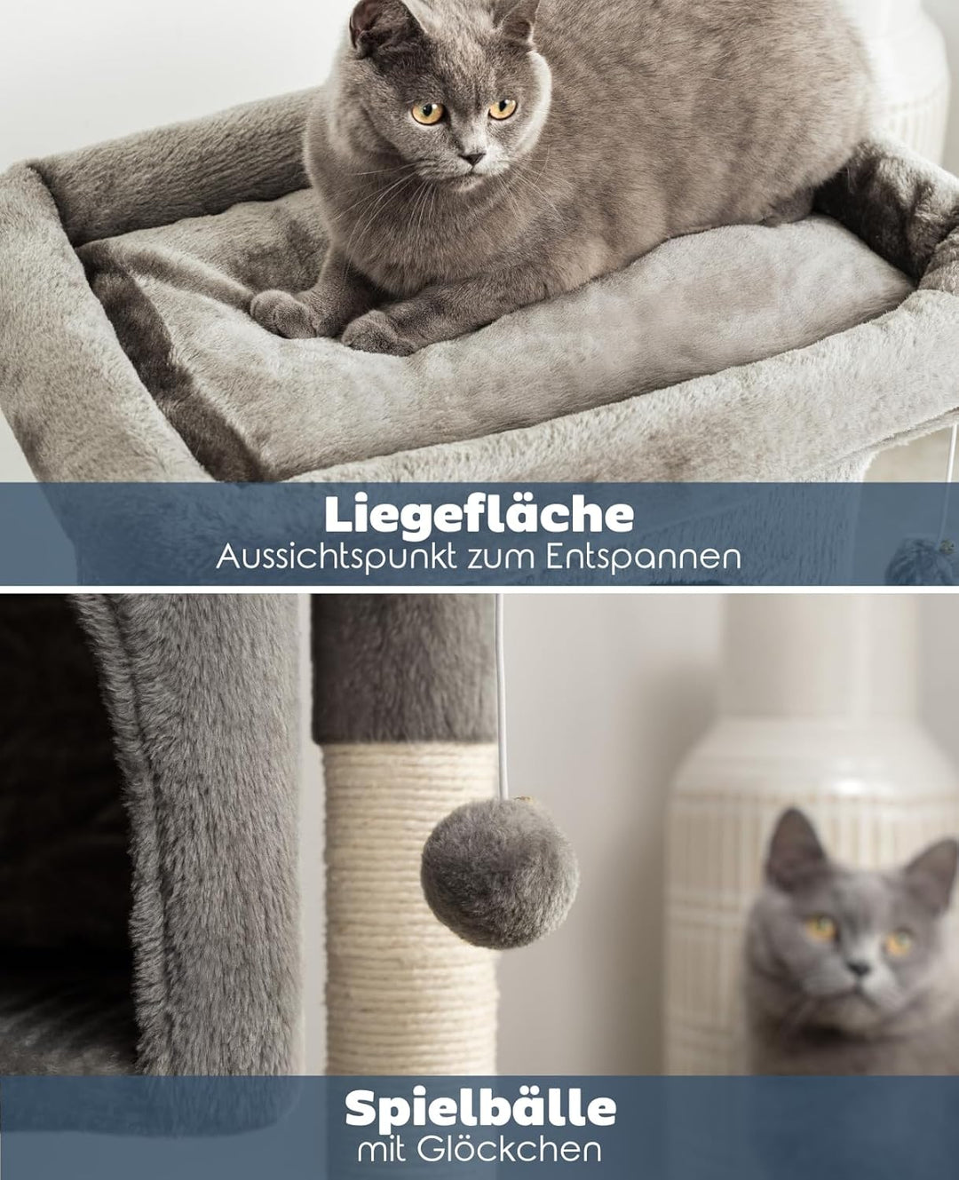 lionto Kratzbaum Kletterbaum Katzenkratzbaum Katzenbaum Höhe 60 cm, dunkelgrau, Dunkelgrau