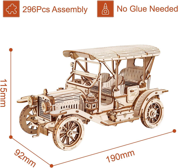 ROBOTIME 3D Puzzle Oldtimer Auto Modellbau aus Holz | DIY Holzpuzzle Modellbausatz Bastelsets Gesche