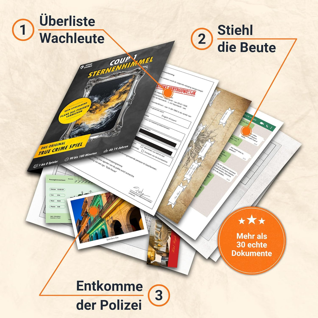 Coup Spiele – Reales Verbrecher-Spiel für zu Hause – Krimi-Spiele für Erwachsene – 3 spannende Coups
