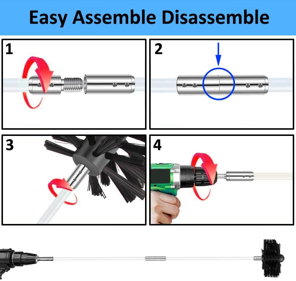 MOCNT Kaminbürste Stange Set Ofenrohrbürste Reinigungsbürste Schornsteinbürste Schornsteinfegerbesen