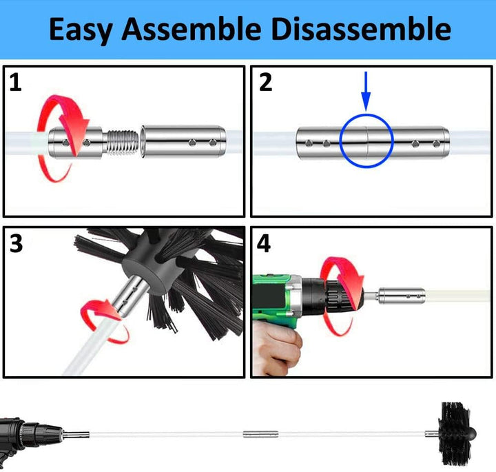 MOCNT Kaminbürste Stange Set Ofenrohrbürste Reinigungsbürste Schornsteinbürste Schornsteinfegerbesen