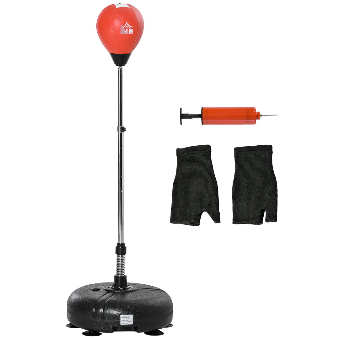 HOMCOM Boxsack mit Ständer, freistehendes Boxsack-Set, Speedbag mit Speedball, höhenverstellbar von