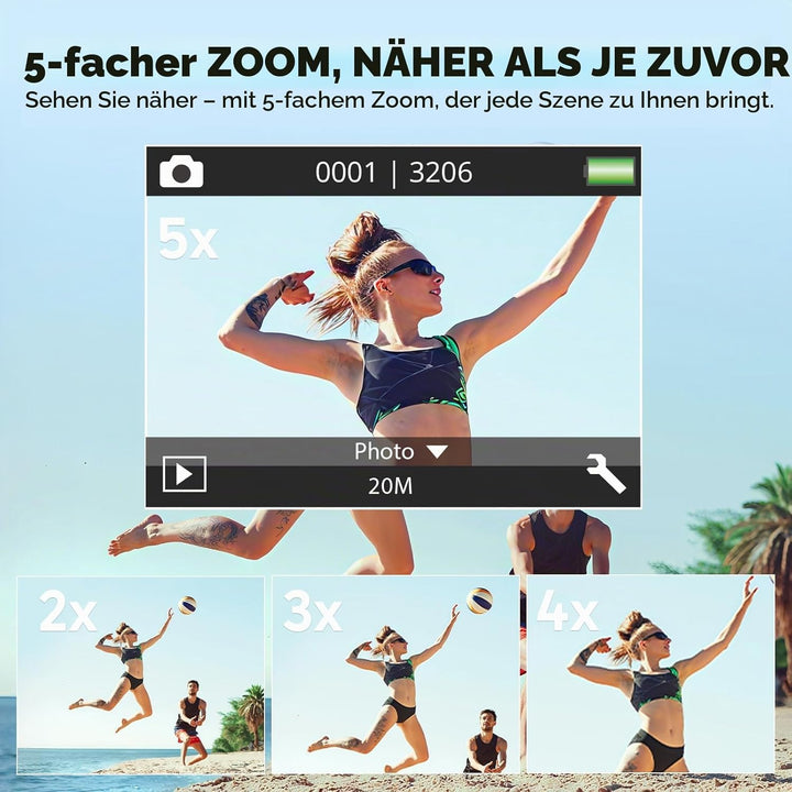 AKASO Action Cam 4K30FPS mit 128GB microSDXC Speicherkarte 20MP WiFi 40M Unterwasserkamera Wasserdic