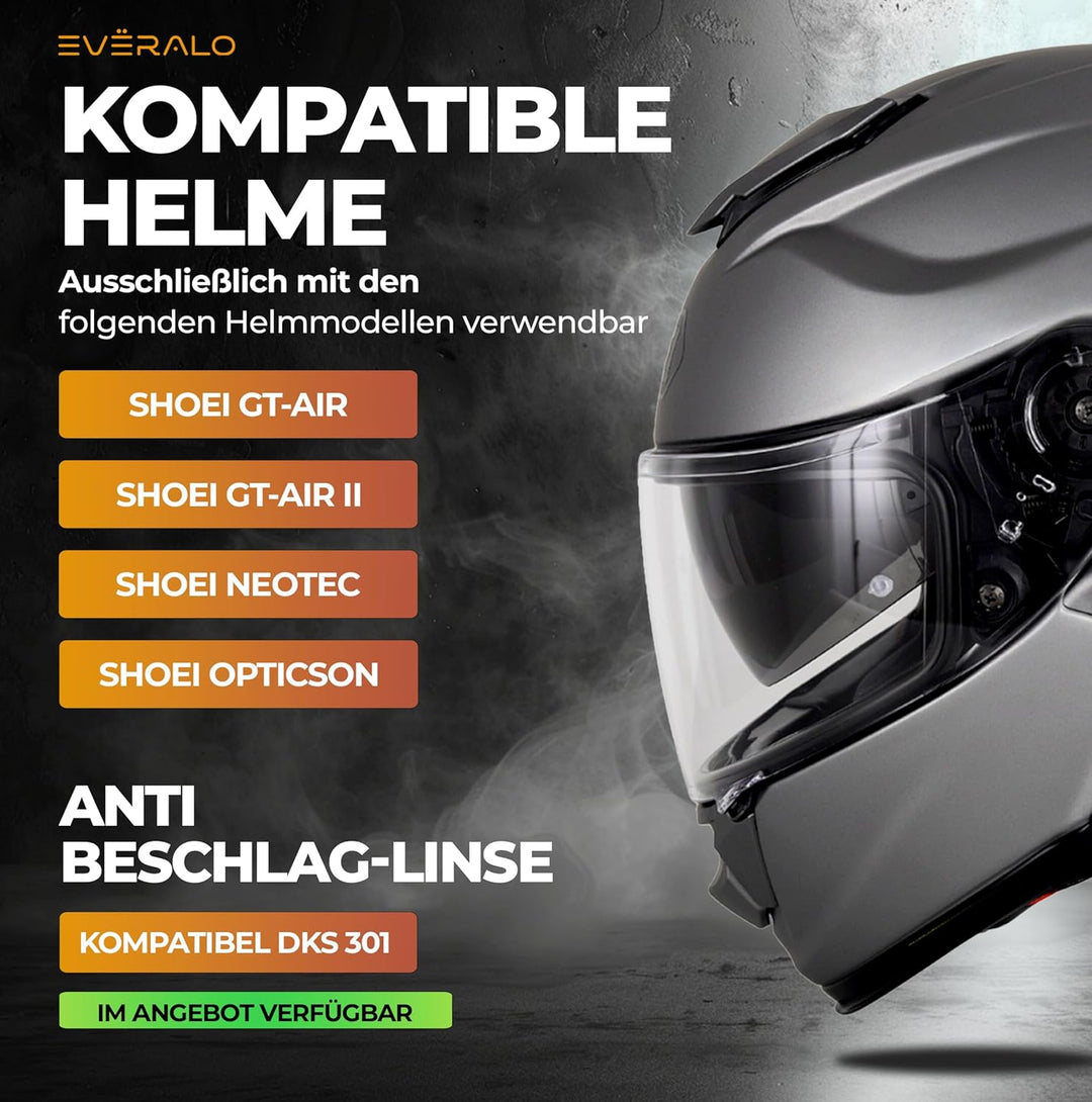 Everalo Kompatibel mit Shoei GT air 2 Visier - Gt Air - Neotec - Opticson - Cns1 - Helmvisier Pinloc