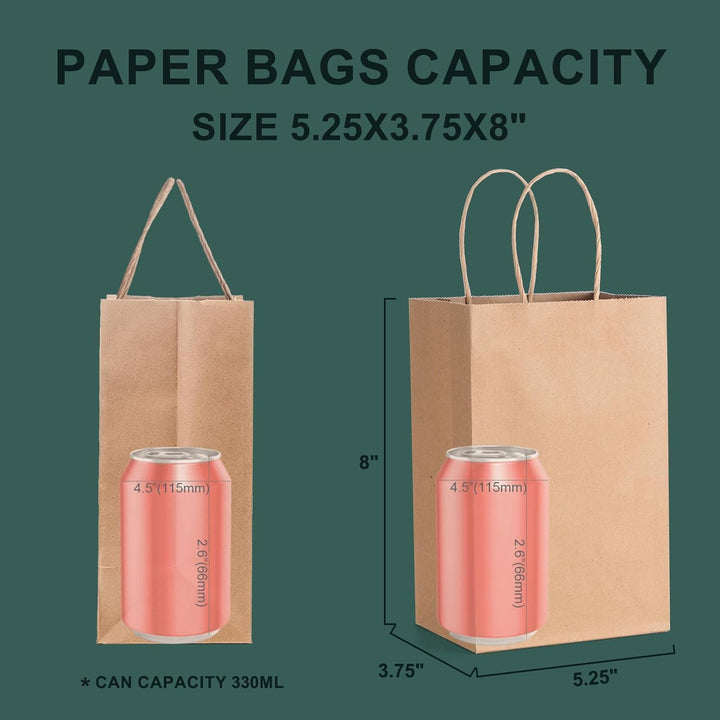 Switory 100 Stück Papiertüten Geschenktüten Braun Kraftpapiertüte mit Henkel zum Geschenke, Party, G