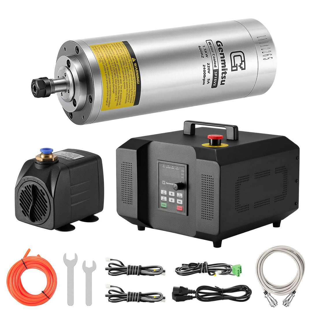Genmitsu CNC-Spindelmotor-Kit, 1,5 kW, wassergekühlter Spindelmotor, 24.000 U/min, ER11-Spannzange m