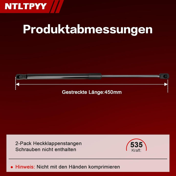 2pcs Gasdruckfeder kompatibel mit VW Golf V 2003-2009, Exakte 535N Heckklappendämpfer für sanftes Öf