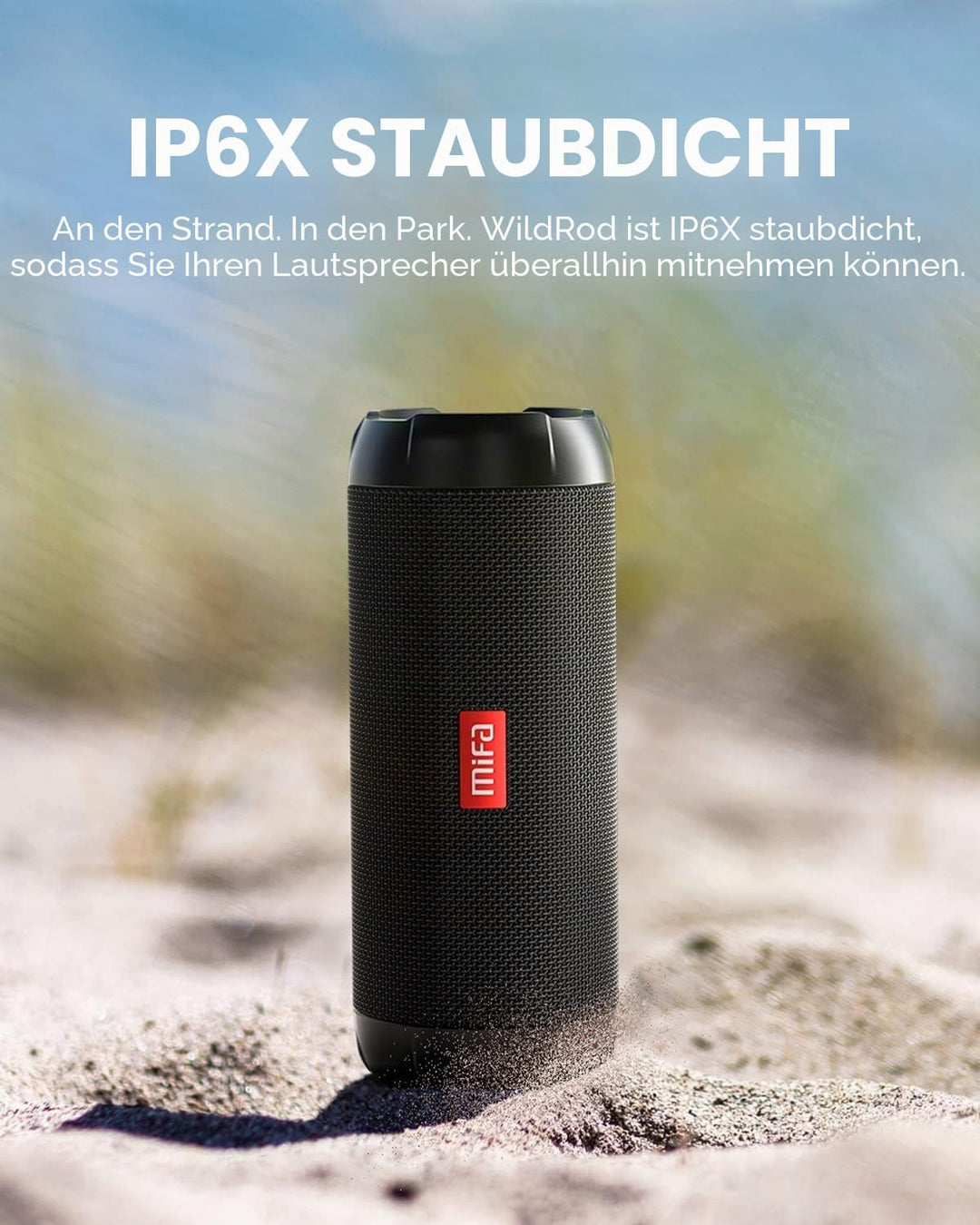 MIFA WildRod Bluetooth Lautsprecher mit Bluetooth 5.3, IP67 wasserdicht & staubdicht, 30W Wiedergabe