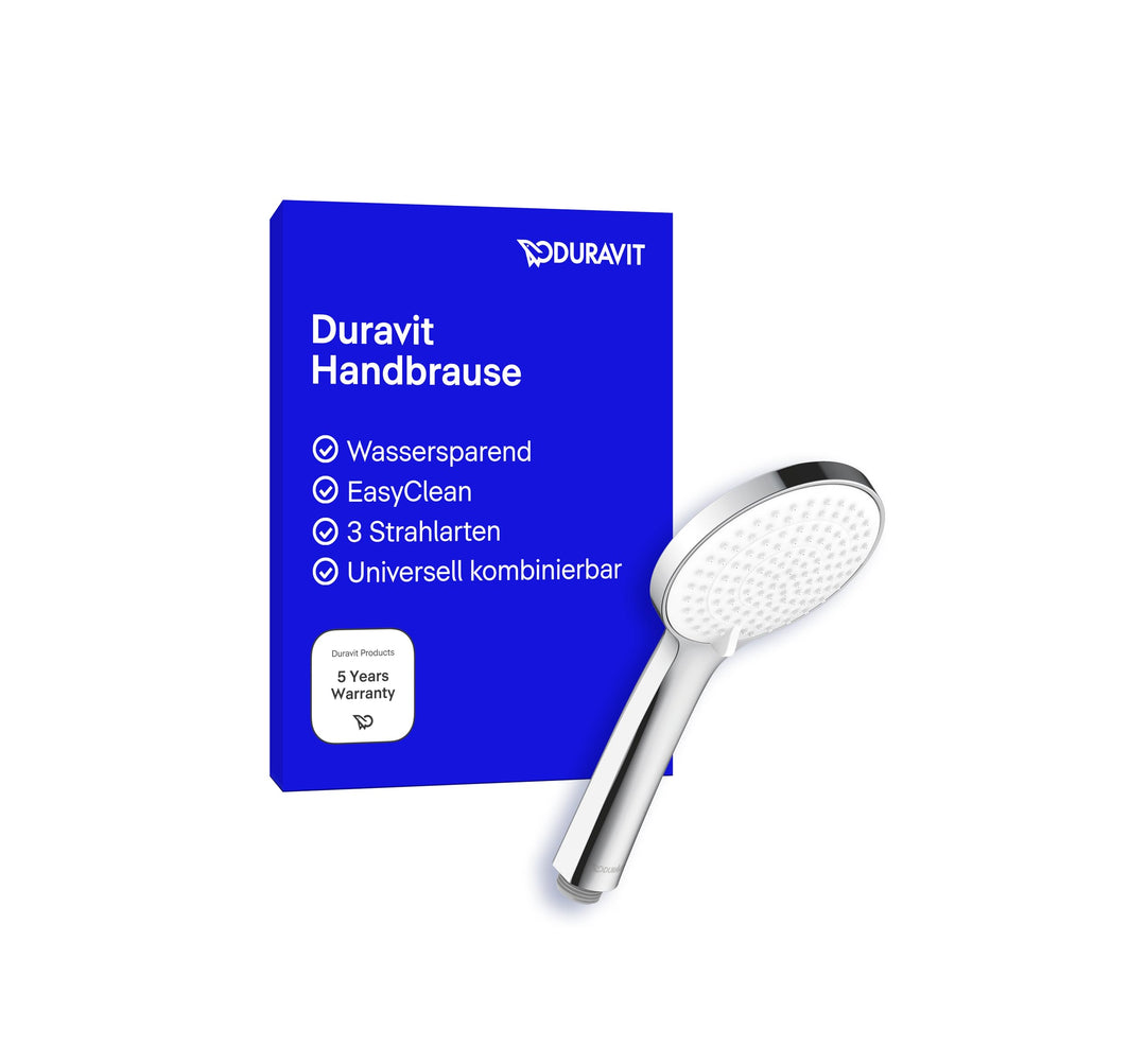 Duravit Universal Duschkopf, Duschbrause mit 3 Strahlarten (Rain, Intense Rain, Soft Rain), Handbrau