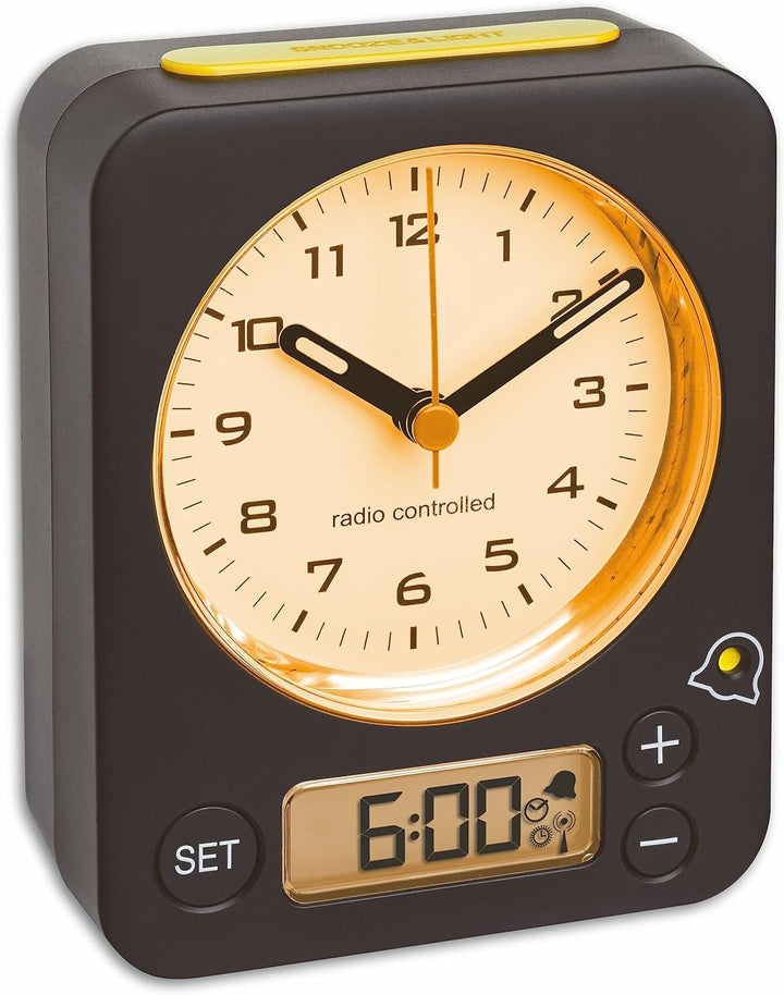 TFA Dostmann Combo Analog Wecker, 60.1511.01.07, mit Funkuhr, mit digitaler Alarmeinstellung, geräus