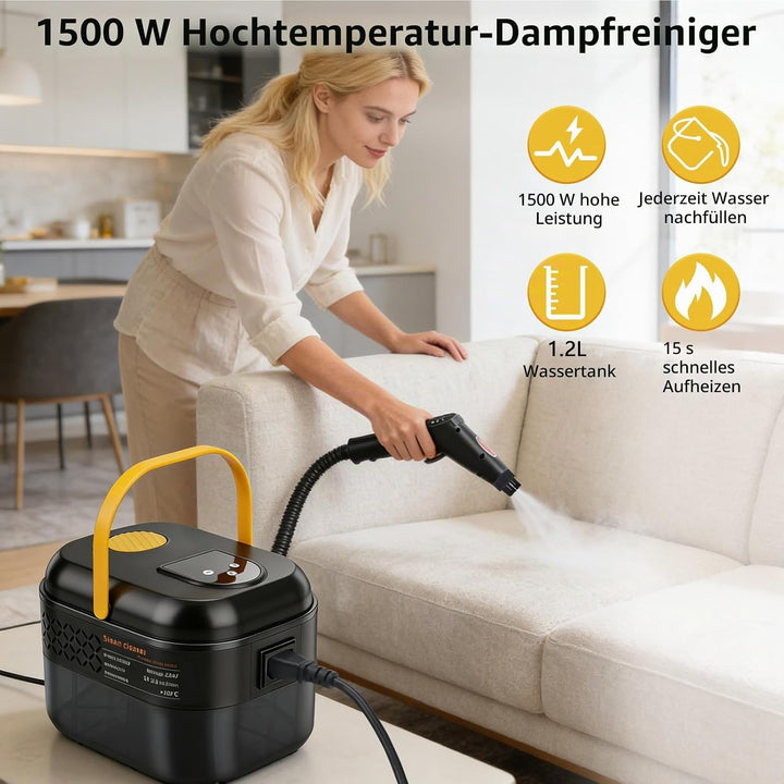 Dampfreiniger, 1500W Dampfreiniger Handgerät, Tragbarer Hochdruck Dampfreiniger mit 1200ml Wassertan