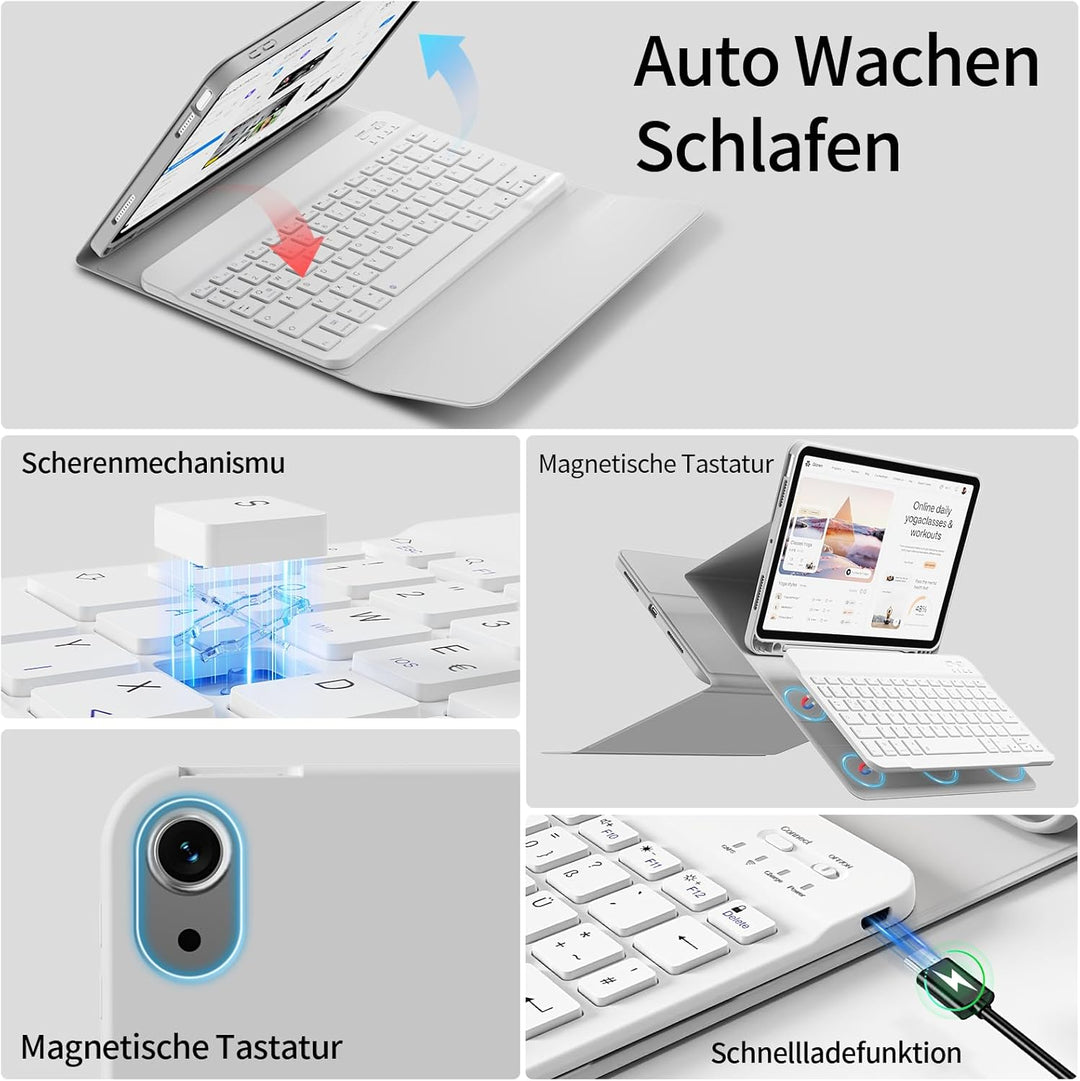 Hülle mit Tastatur für iPad Air 11 Zoll 2026/2025/2024, für iPad Air 10,9 2022/2020 5./4. Generation