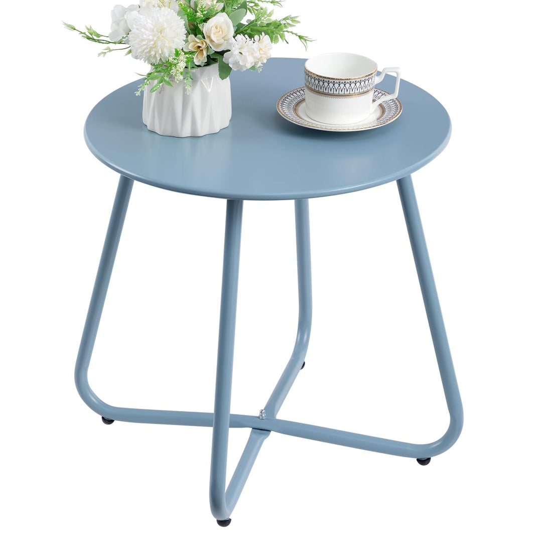 HollyHOME Beistelltisch Outdoor Balkontisch Klein Gartentisch Rund Beistelltisch Metall Wetterfest L