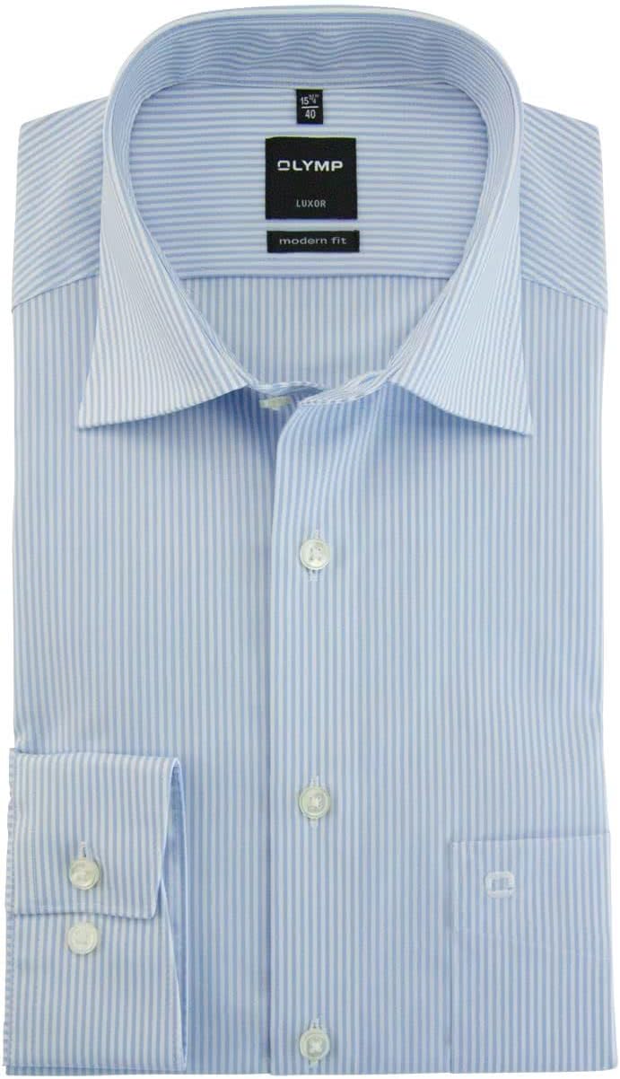 OLYMP Luxor modern fit Hemd Langarm Zündholzstreifen hellblau 37 Hellblau, 37 Hellblau