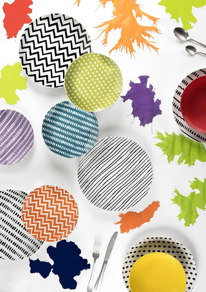 Excelsa 62495 Crazy Line Tafelservice, 18-teilig, Porcelain, mehrfarbig 18 Stk Einzeln, Einzeln