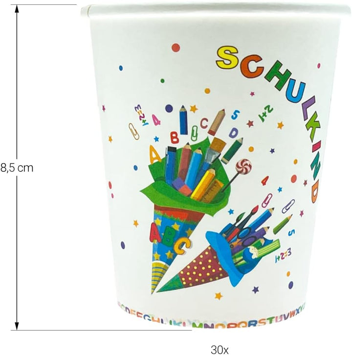 Oblique Unique® Schulkind Party Pappbecher Set Papierbecher Trinkbecher für Schuleinführung Einschul