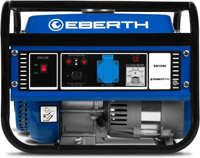 EBERTH 1000 Watt Notstromaggregat Stromerzeuger Stromaggregat mit 3 PS Benzinmotor, 4-Takt, luftgekü