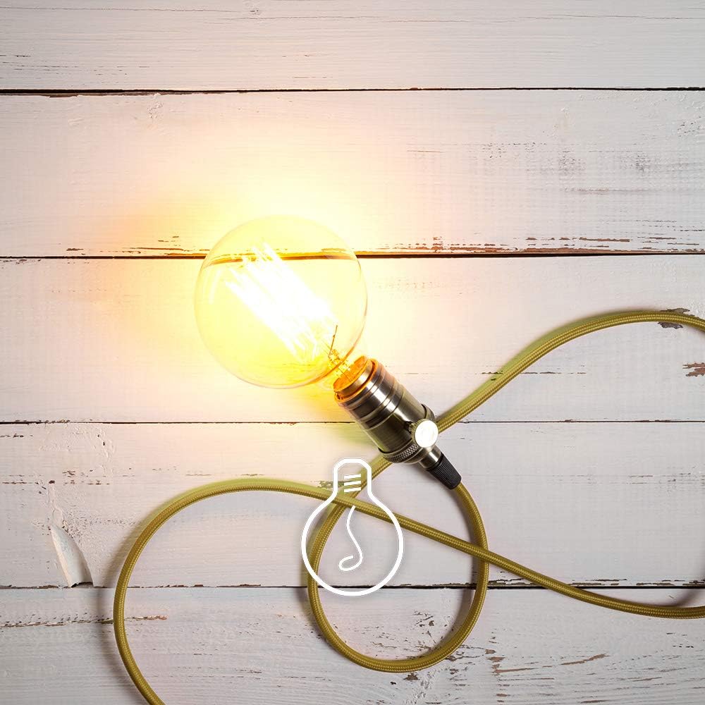 Amarcords - Textilkabel für Lampen GOLD, rund, Seide, 5 Meter, mit Erdung 3x0,75 - Stoffkabel mit fa