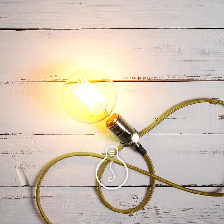 Amarcords - Textilkabel für Lampen GOLD, rund, Seide, 5 Meter, mit Erdung 3x0,75 - Stoffkabel mit fa