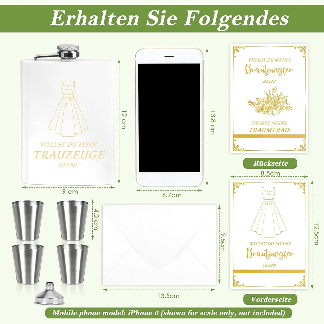 8 Stück Trauzeugin Fragen Flachmann Willst Du Meine Trauzeugin Sein Mit Karte 8oz Flachmann Mit Grav