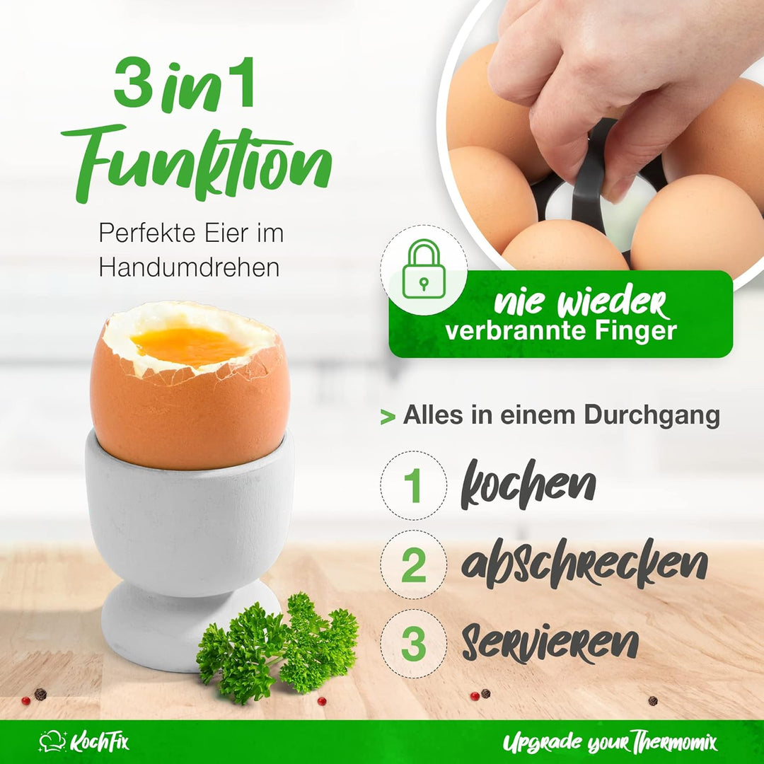 KochFix Eierhalter - Thermomix Einsatz für TM5, TM6, TM31 | Zum Eierkochen für Thermomix Garkorb, Zu