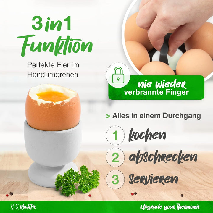 KochFix Eierhalter - Thermomix Einsatz für TM5, TM6, TM31 | Zum Eierkochen für Thermomix Garkorb, Zu