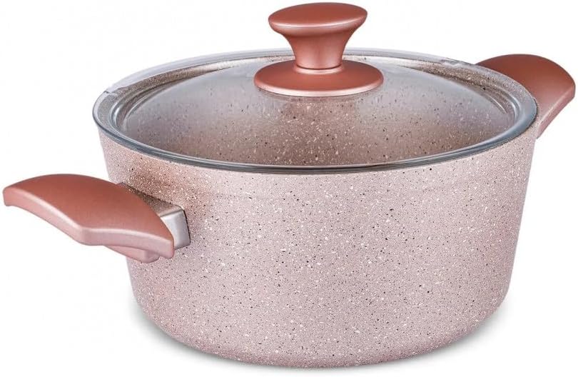 Karaca Biogranit Rosegold Induktions Kochtopf Set, 7 Teilig - Hochwertiges Kochgeschirr mit Antihaft