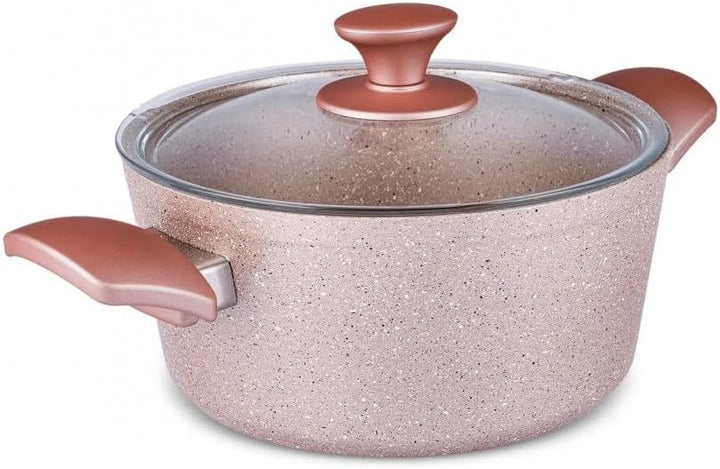 Karaca Biogranit Rosegold Induktions Kochtopf Set, 7 Teilig - Hochwertiges Kochgeschirr mit Antihaft